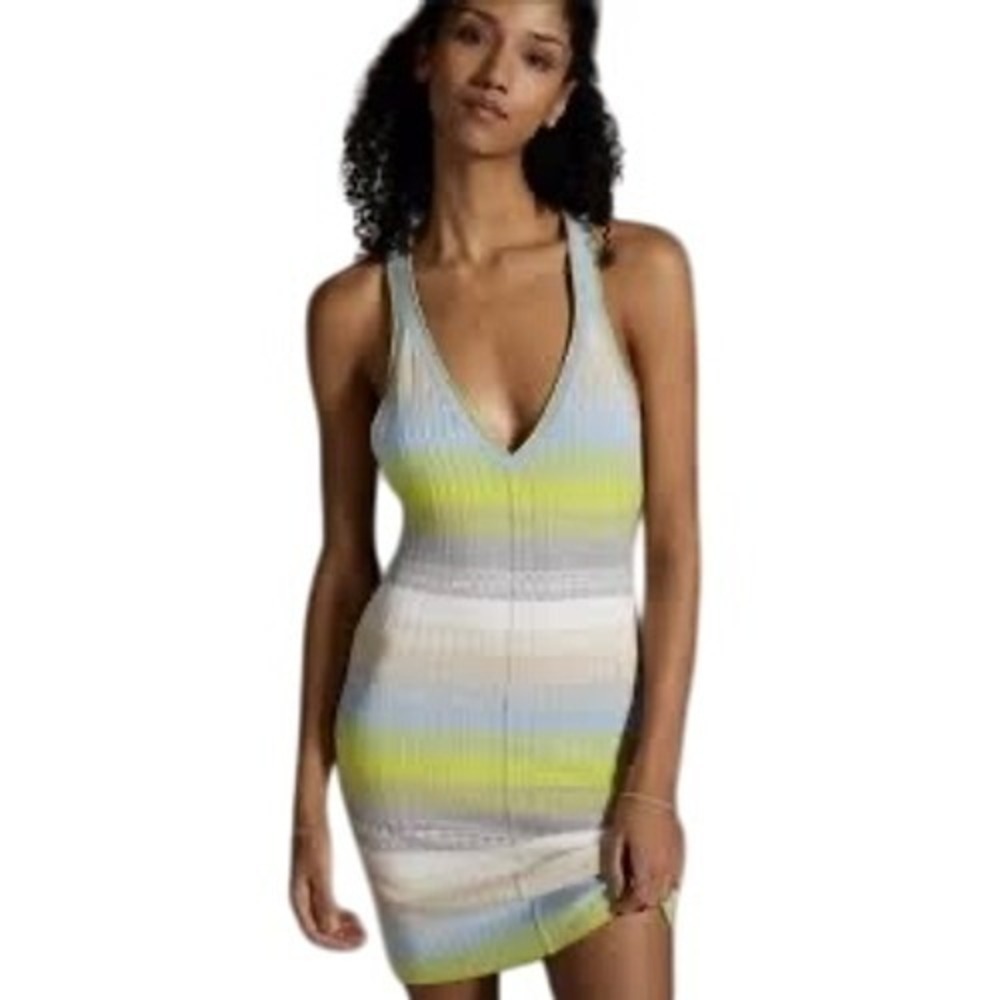 NWT DAILY PRACTICE Anthropology Tuvalu Striped Sweater Dress, Ribbed Size XL